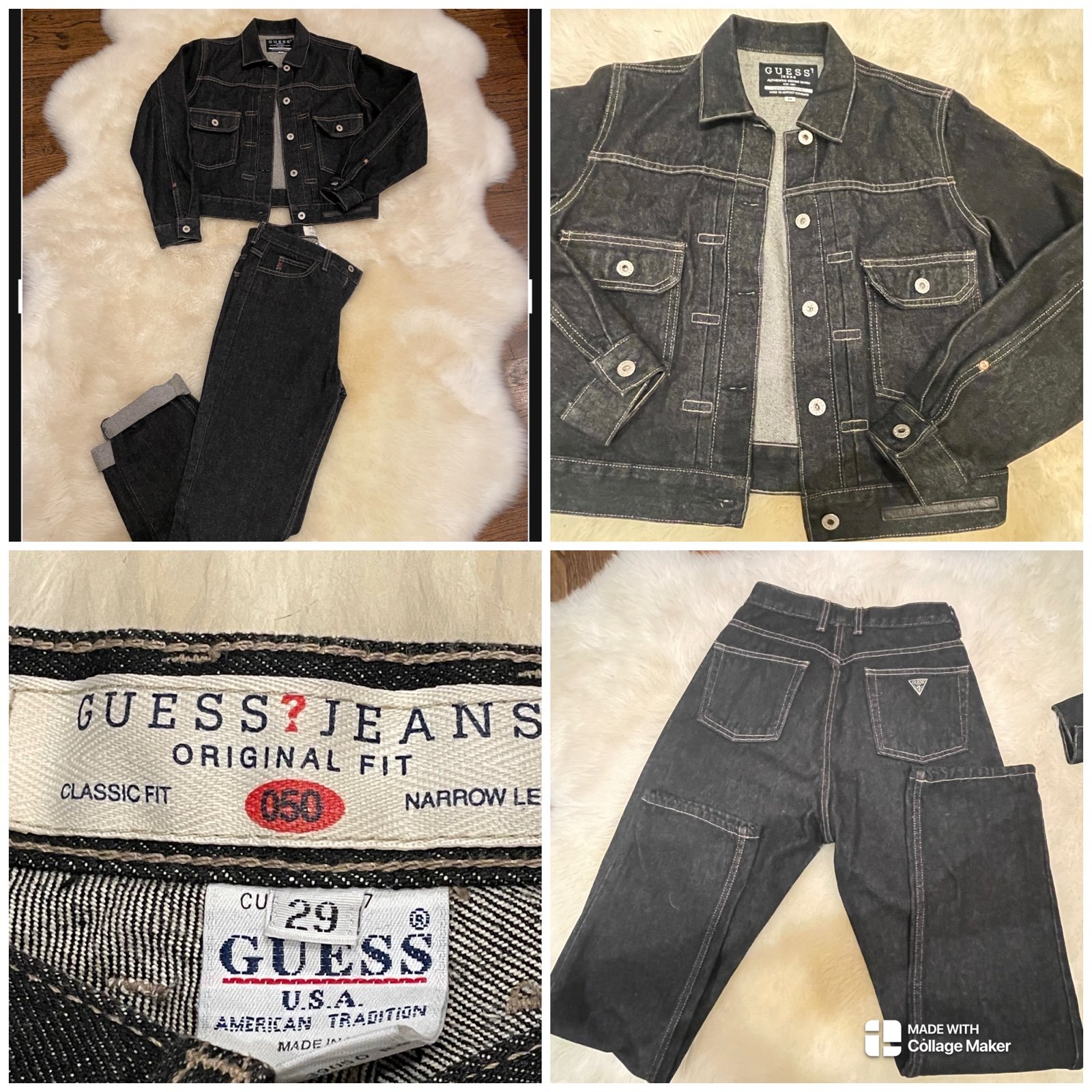 Vintage High Waisted Guess jeans. 2pc Indigo Denim Set