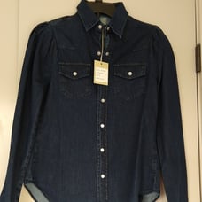 TORN BY RONNY KOBO Dark Wash Denim Shirt