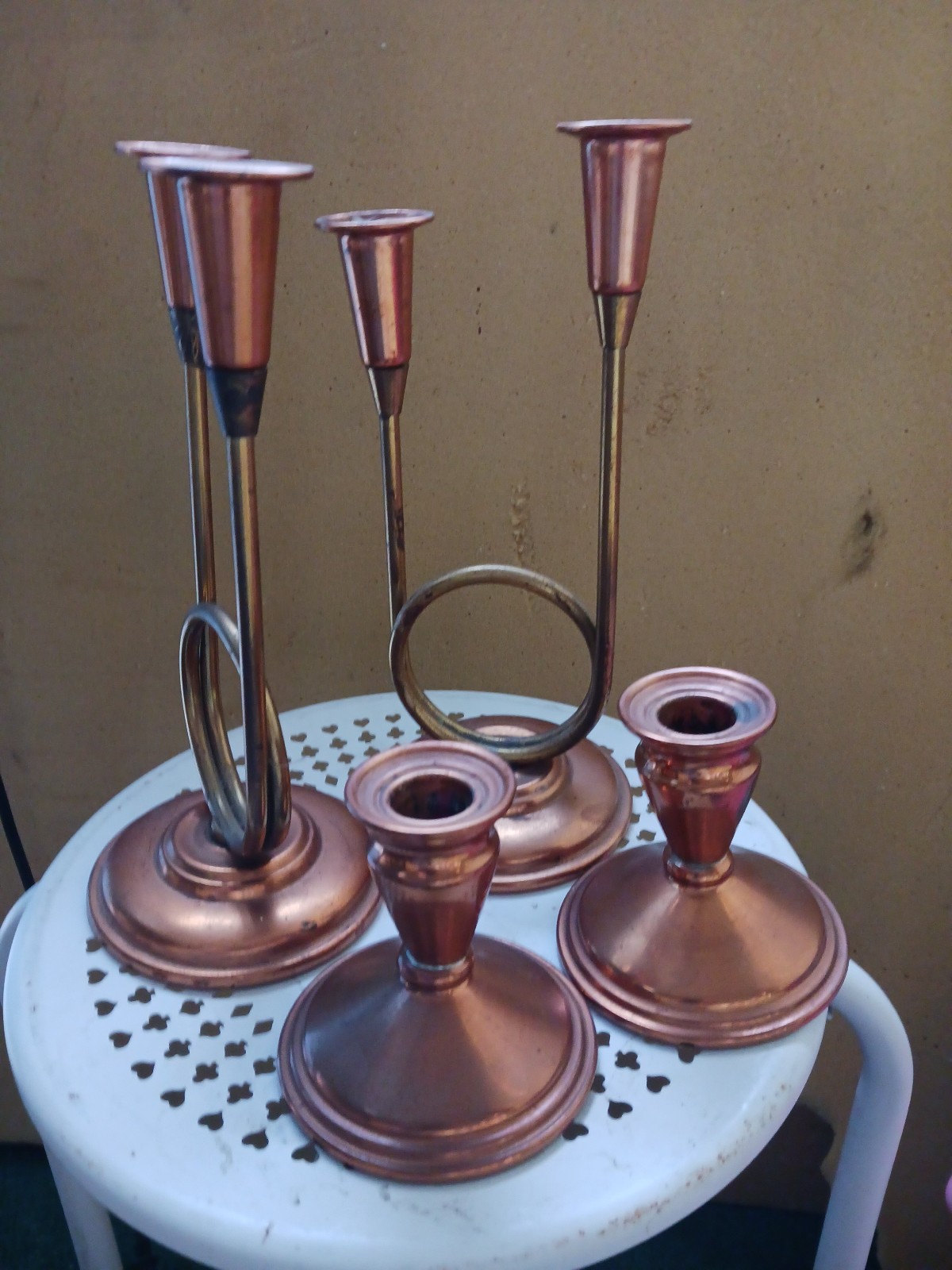 4 pc set Copper candle holders