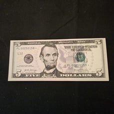 5 dollar star note with print error