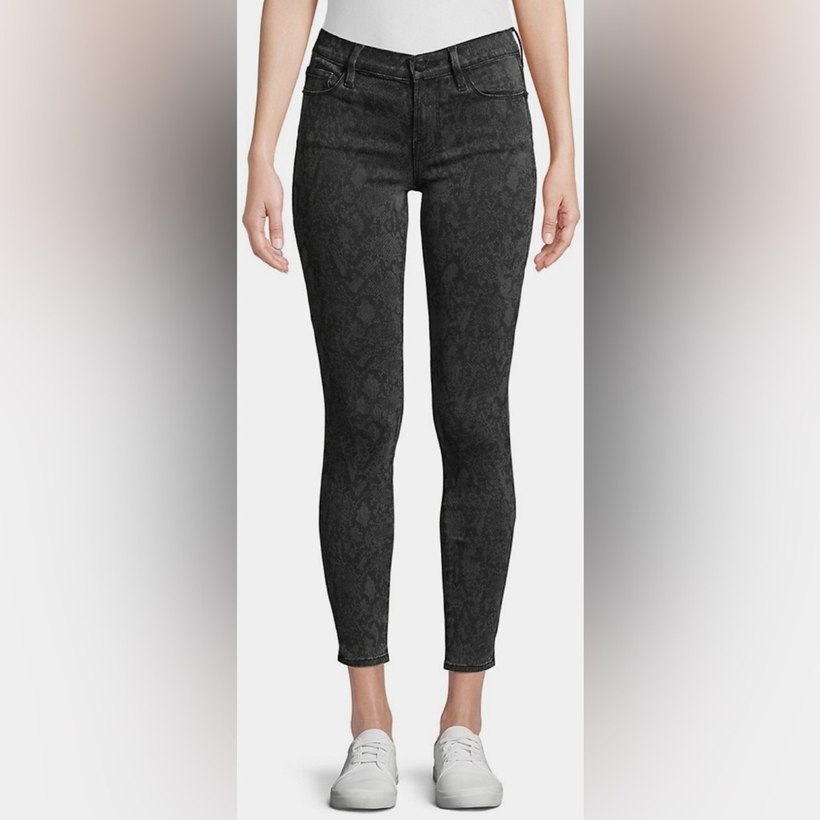 Frame Woman’s Le Skinny De Jeanne Python-Print Jeans Black Size 25