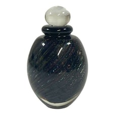 Eickholt Black Rainbow Swirl Iridescent Glass Perfume Bottle Stopper Signed '91