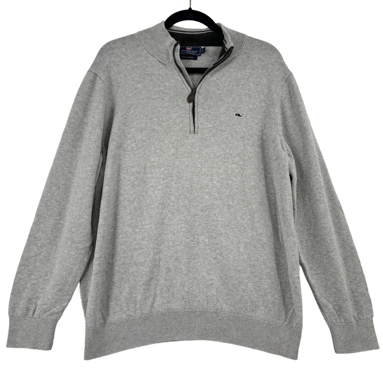 Vineyard Vines Quarter Zip Pullover Sweater Mens L Cotton Cashmere Gray