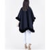 BLACK Rhinestone Embellished Faux Fur Cape –Relaxed Style Outerwear with Sparkle