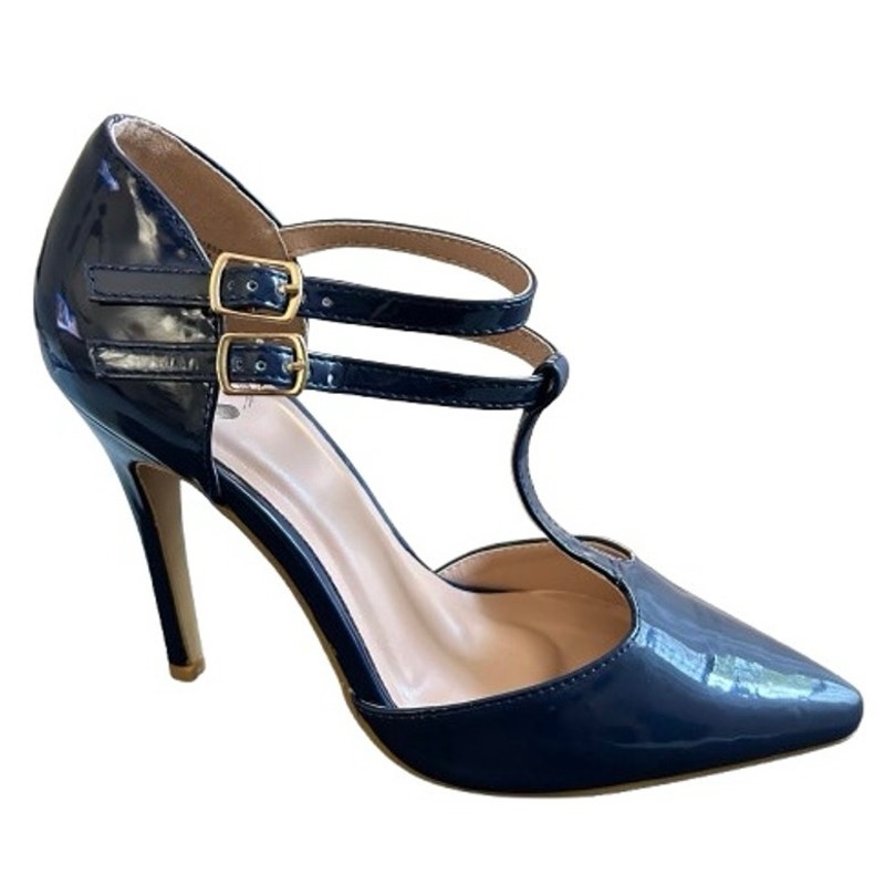 NWOT Journee Collection Women's Navy Blue T-Strap 4” Heel Pumps. Size 6.5