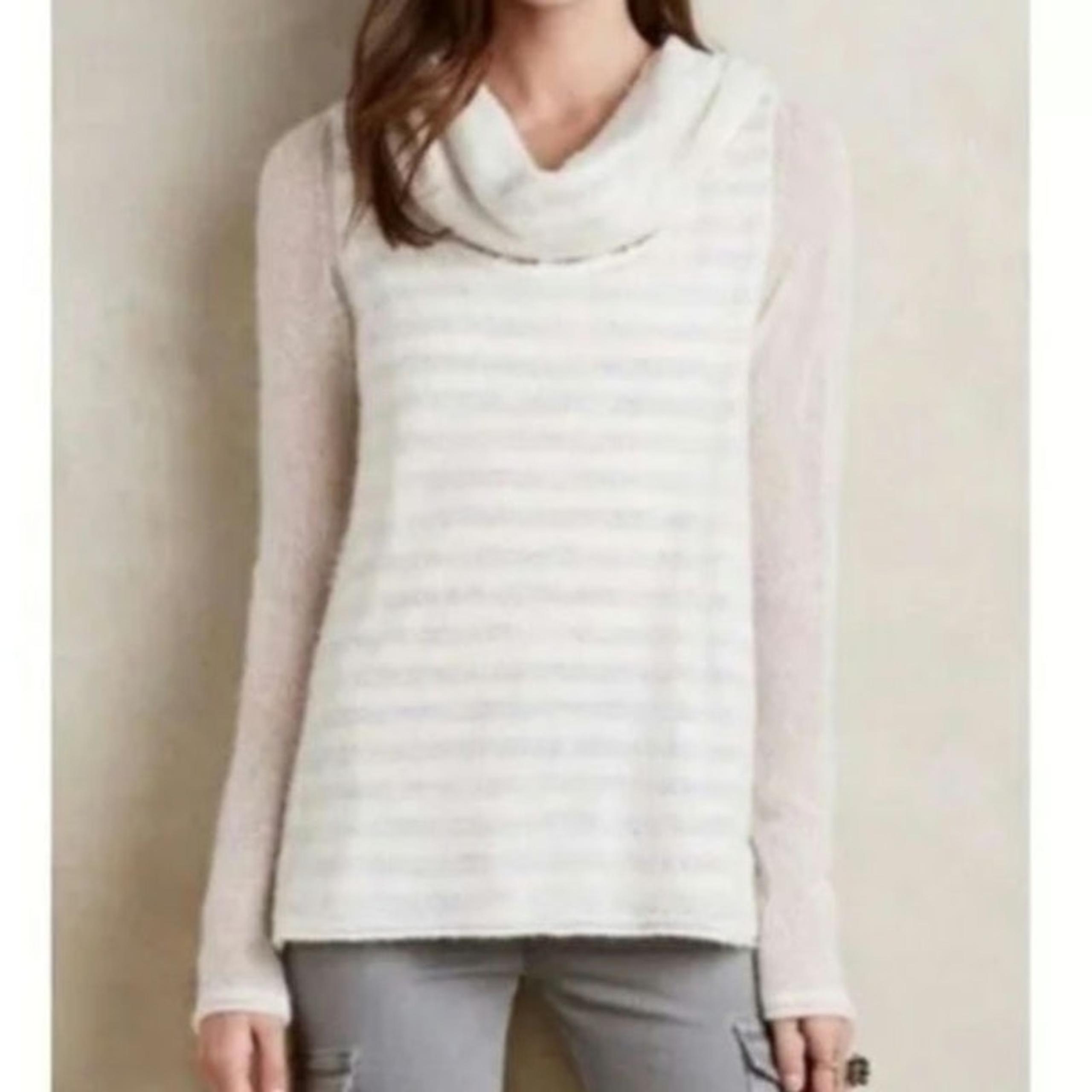 Anthropologie Moth Striped Alpaca Wool Blend Cowl Neck Sweater