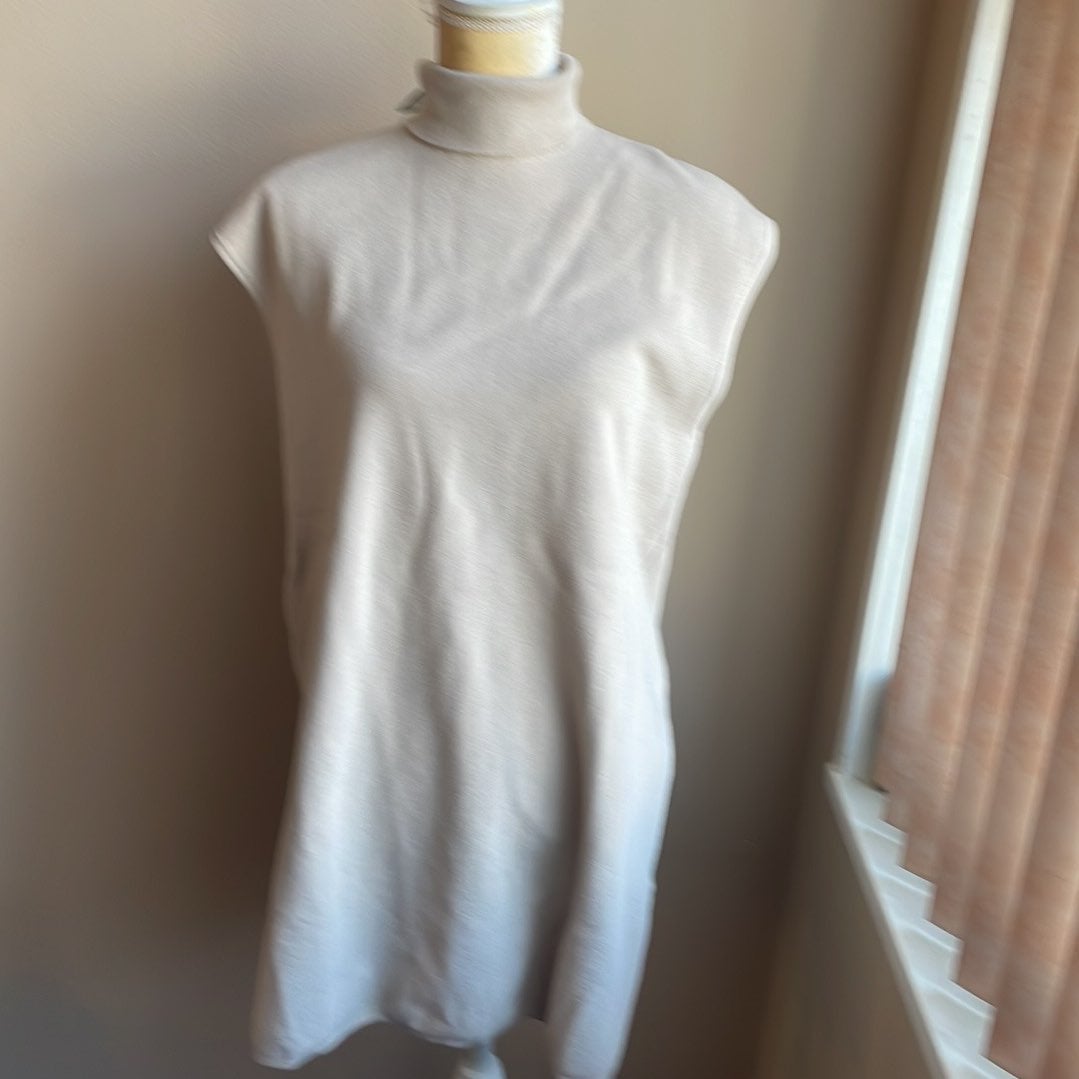 H& M Womens Tunic Sweater Oversized Turtleneck Beige NWT