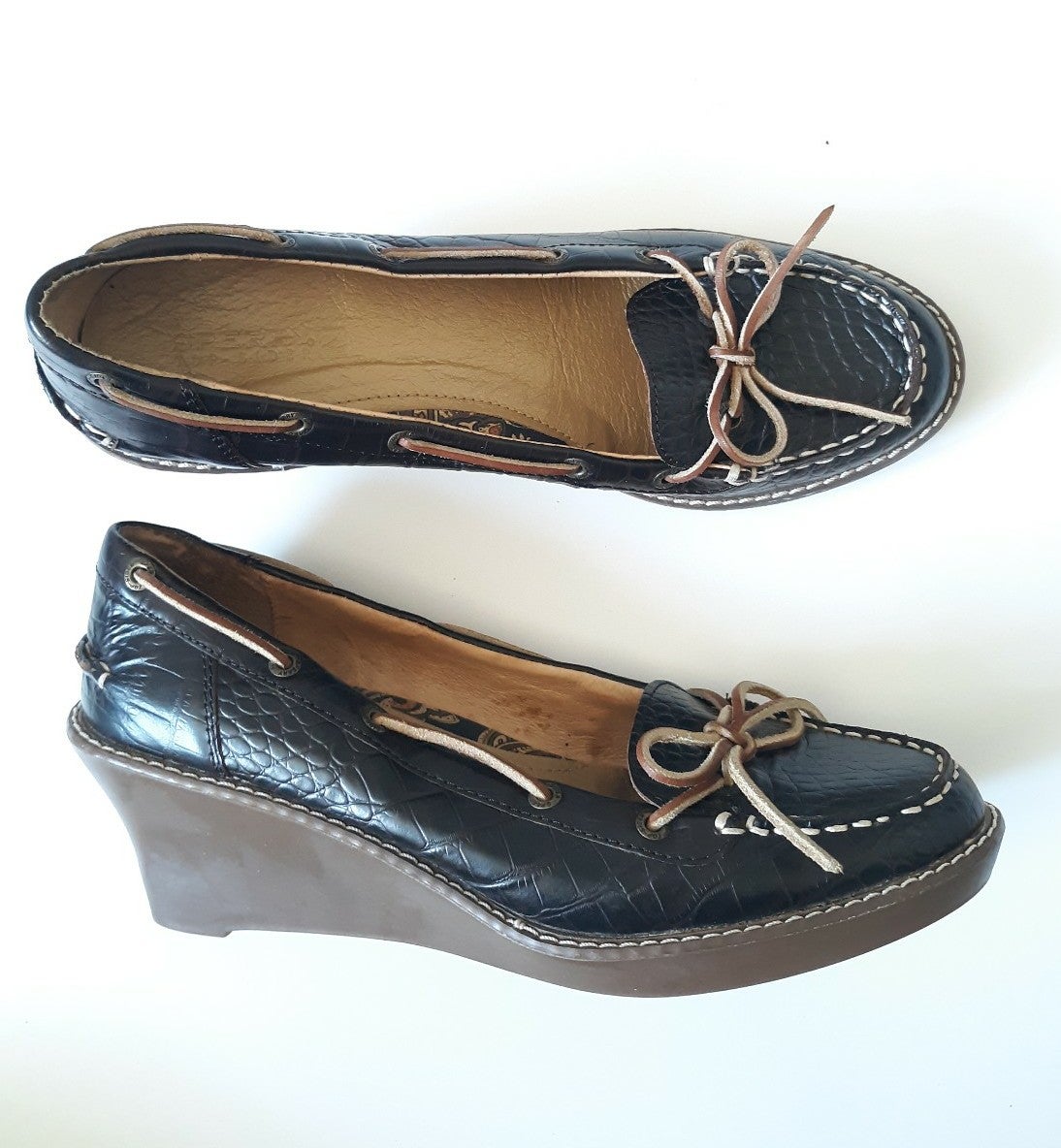 Sperry Topsider Leather Wedge size 8.5 Brown