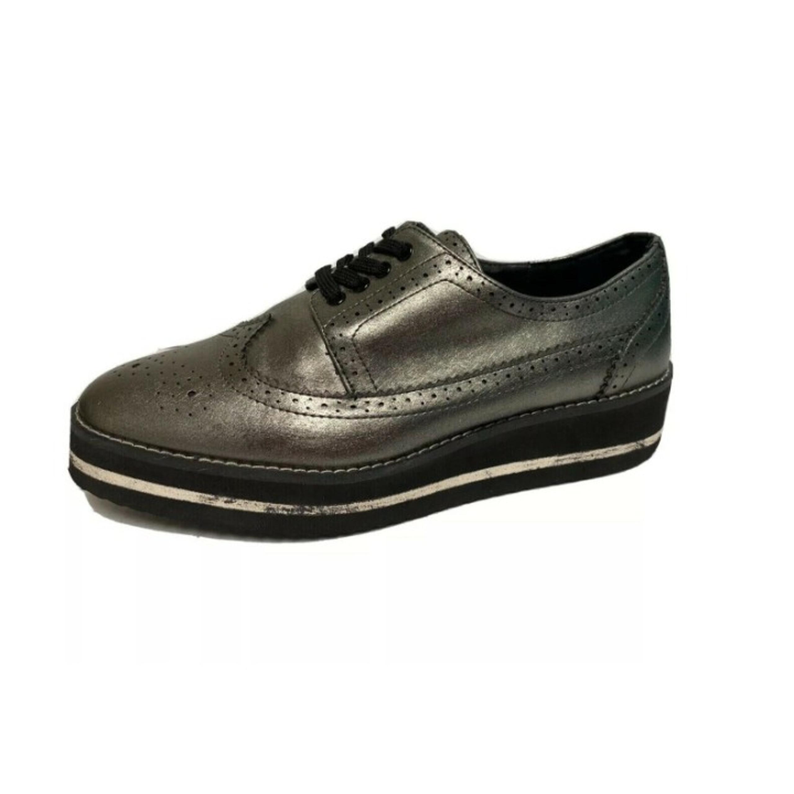 Zara Women's Silver Platform Shoes Oxfords  Sz EU 39