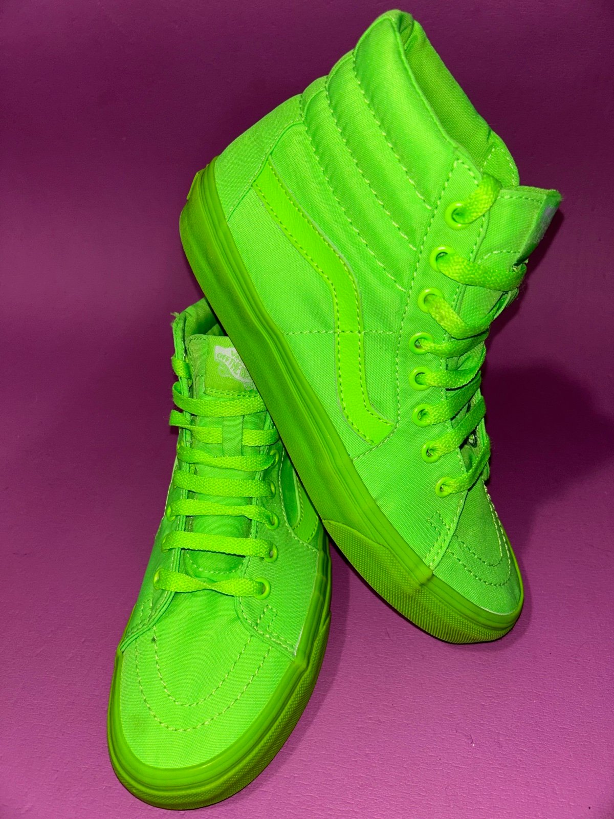 Vans sk8-hi neon green high tops men size 6.5