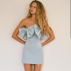 NWT Zara Woman Coquette STRAPLESS BOW DRESS Blue Size XS