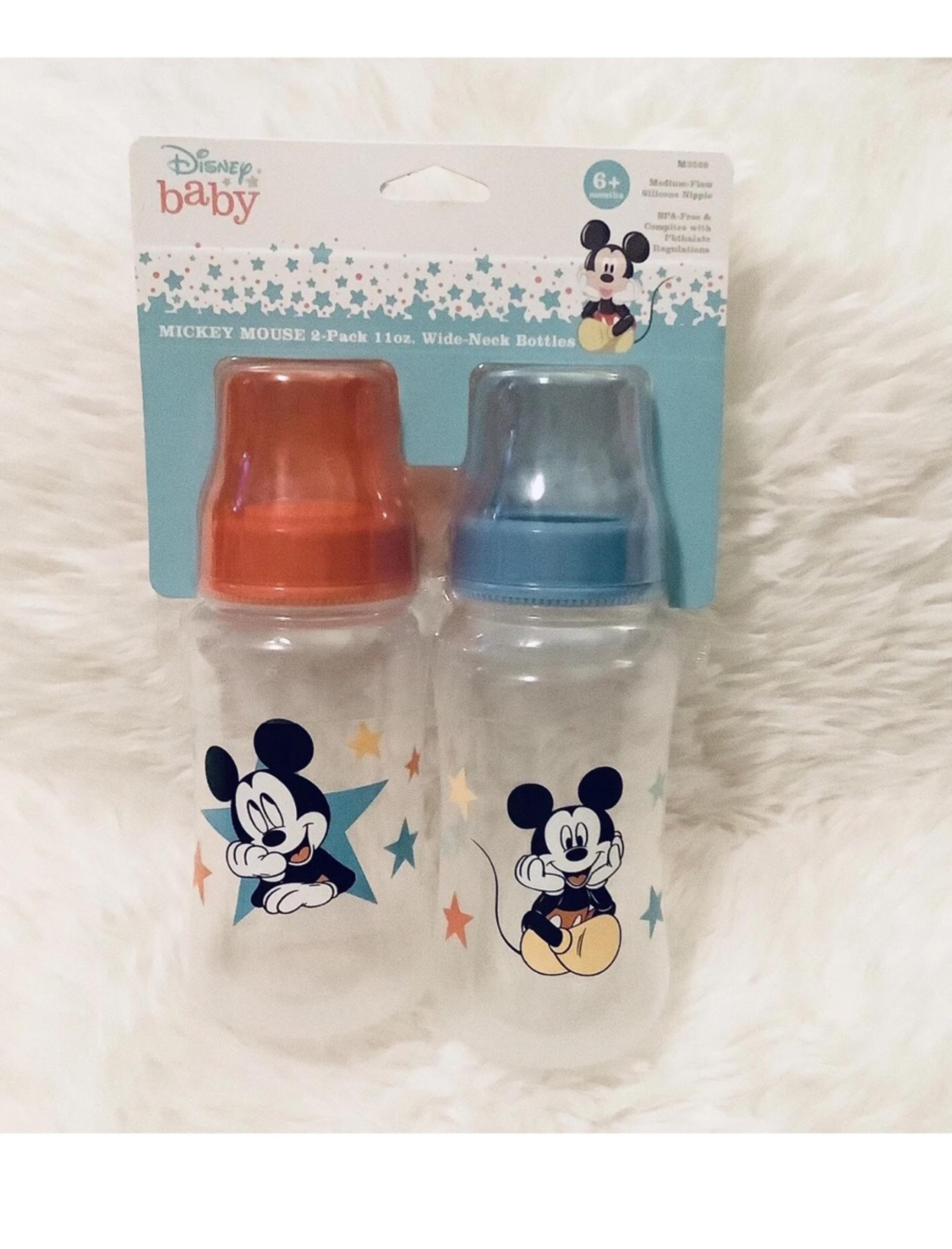 Disney  BABY Mickey Mouse 2-Pack Wide-neck Bottles (11 oz.) BLUE TOPS