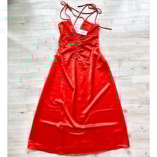 New Jason Wu Strappy Satin Effect Open Back Midi Dress | Orange Size Medium