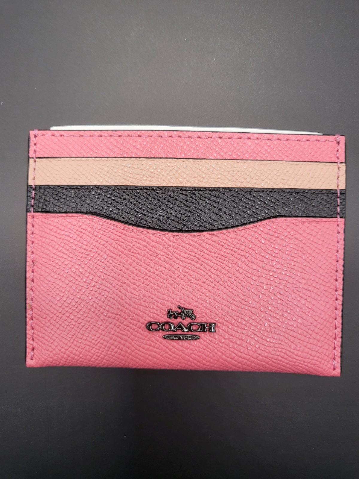 Coach Card Holder Bright Pink Colorblock NWT