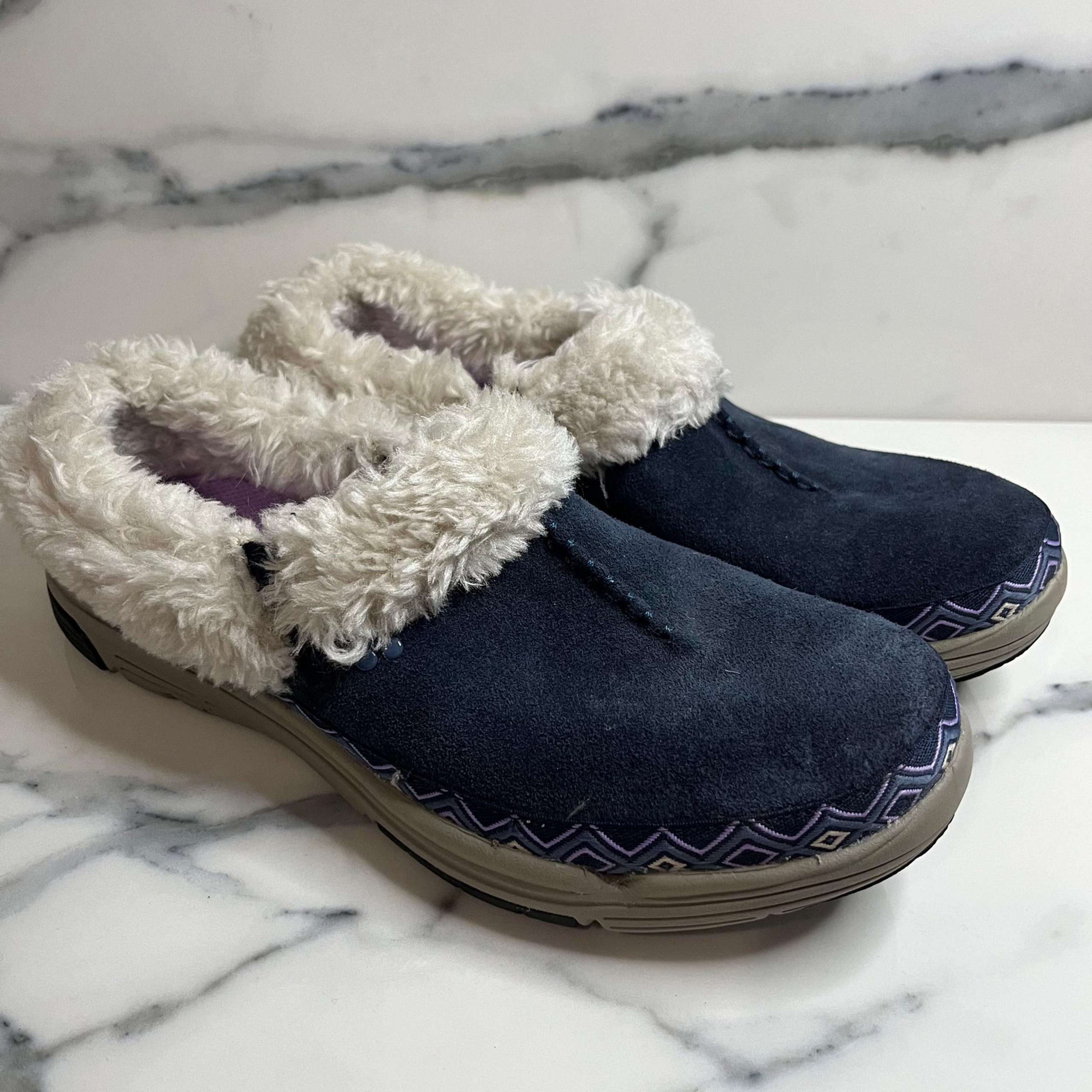 Ryka | Women's Blue Leather Sherpa Lined Adventure Slip-ons Clogs Sz 7