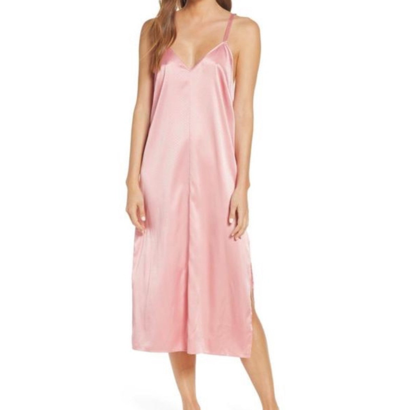 Something Navy coral mauve slip maxi dress satin Nordstrom NWT small