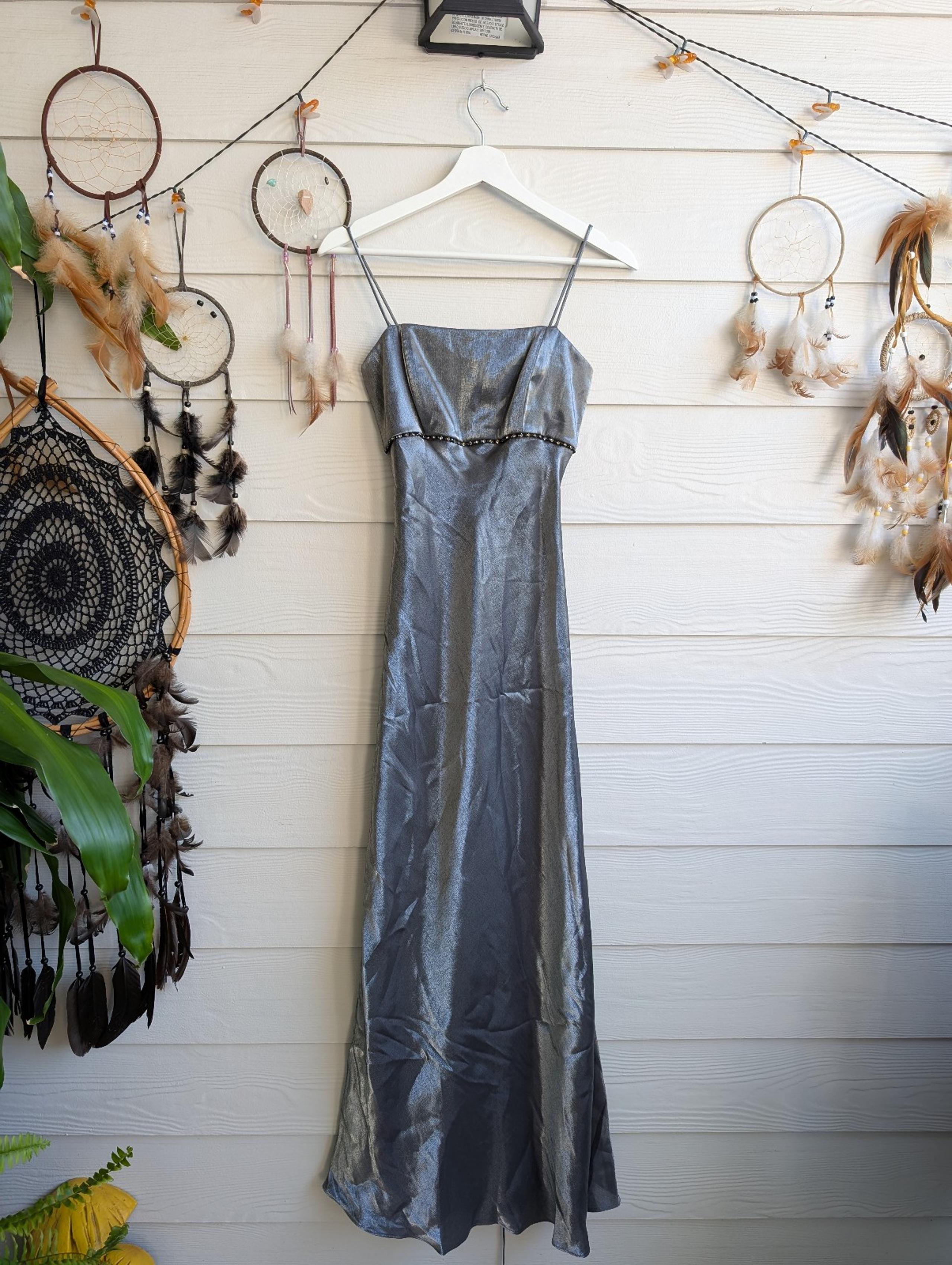 90s Blondie Nites Women's Grey and Silver Dress Made in USA