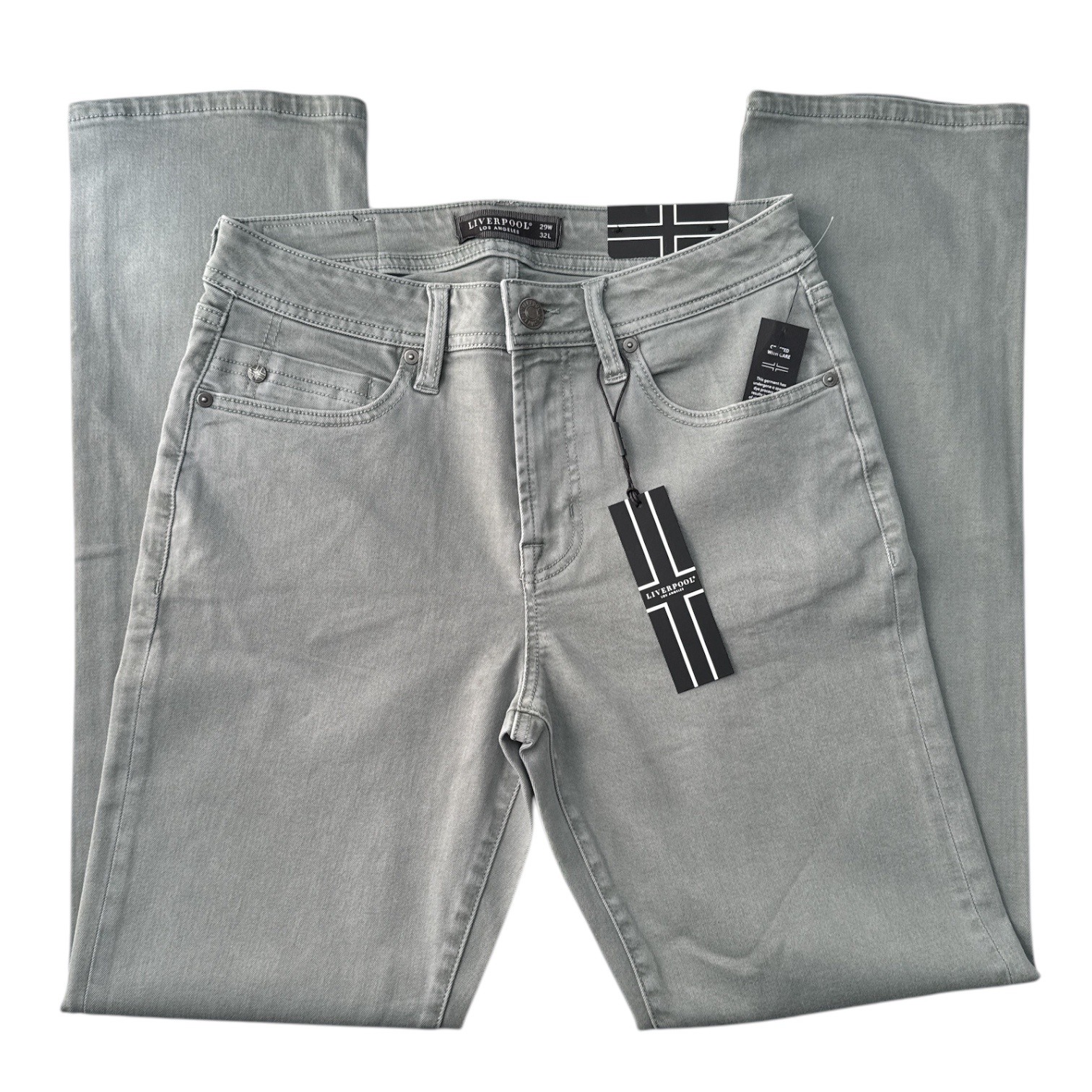 Liverpool Regent Relaxed Straight Leg Jeans Gray Denim Comfort Stretch 29x32