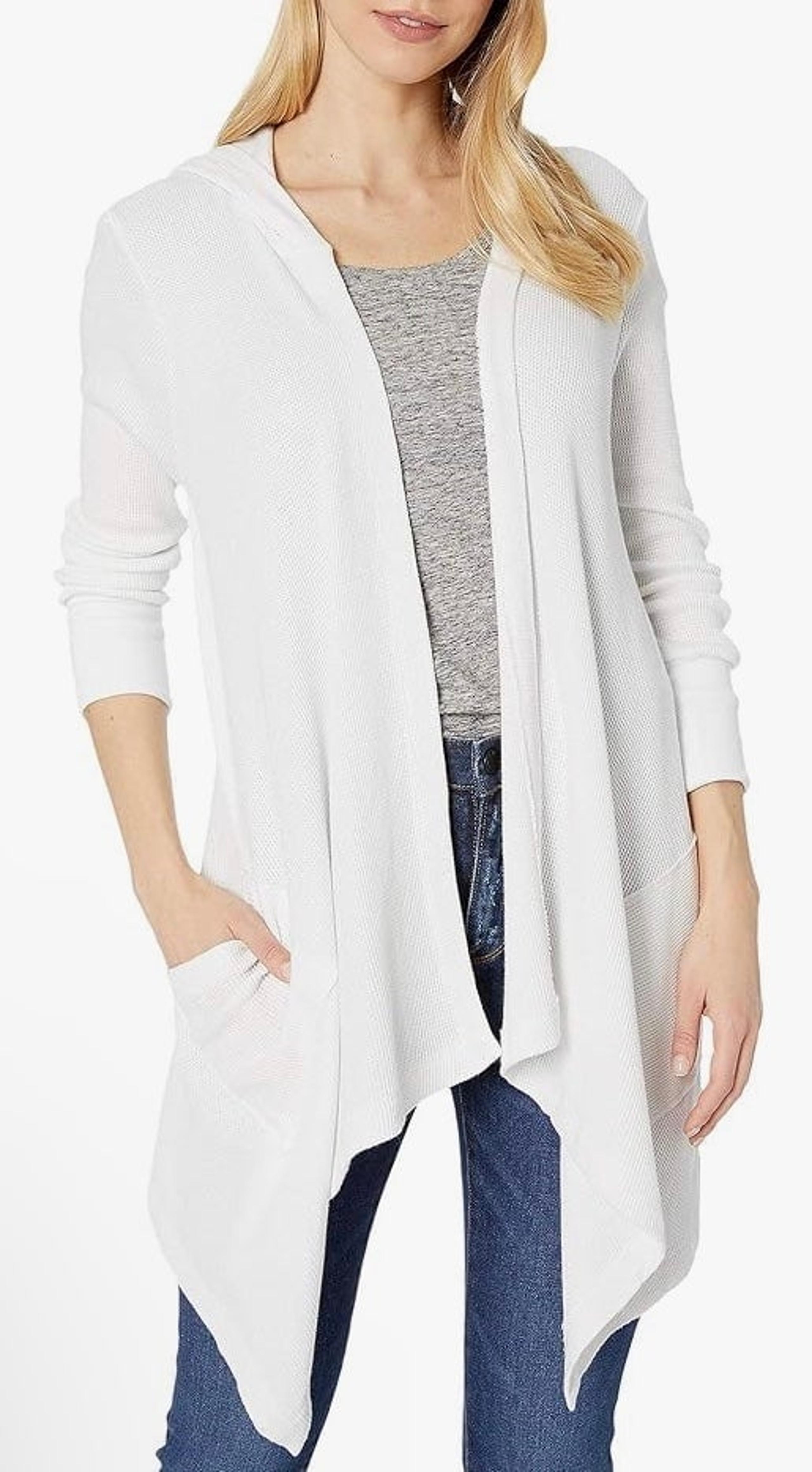 New! Splendid Draped Thermal Hoodie white XS