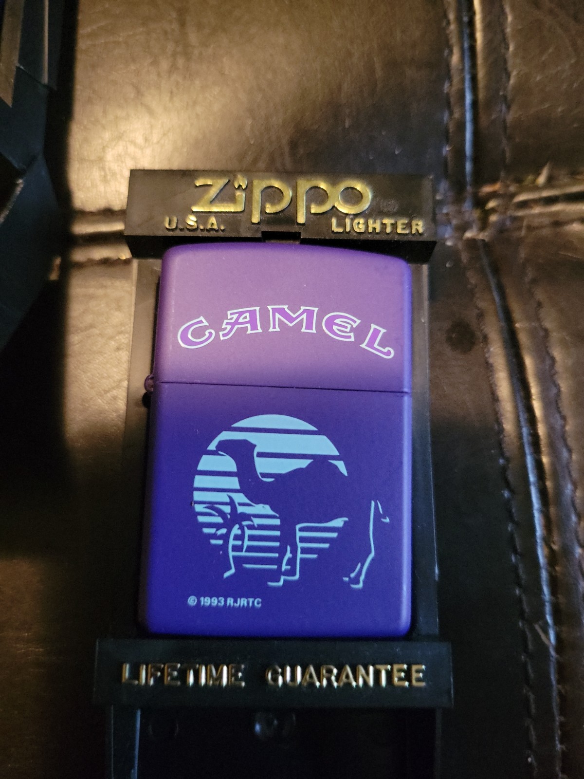 Rare NOS purple Oasis Desert Sunset Joe Camel Zippo