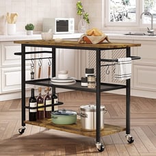 3 Tier Kitchen Island Trolley Cart on Wheels with storage rack for Home Kitchen