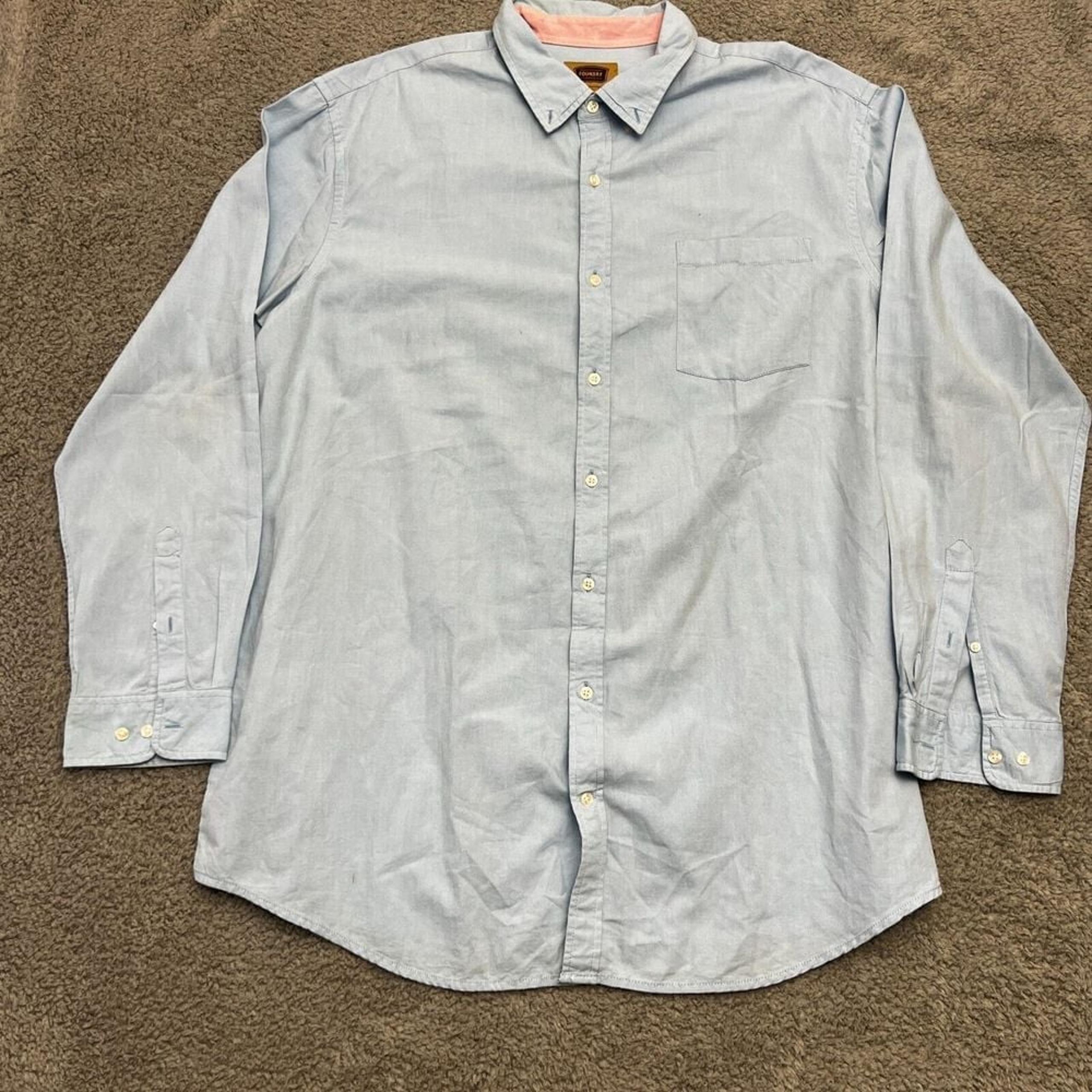 The Foundry Button Down Shirt Long Sleeve Mens 4XL Solid Blue