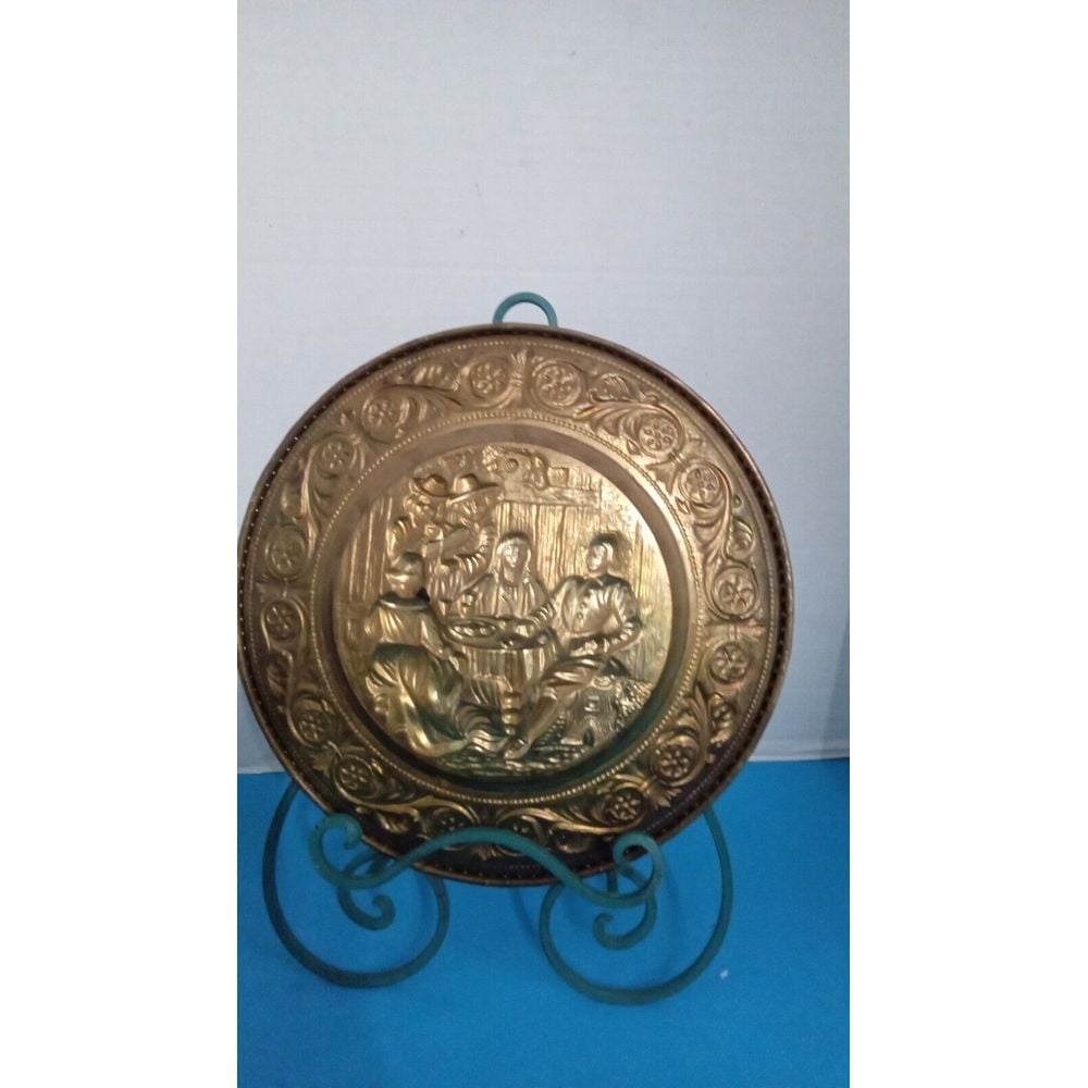 Vintage Brass Decorative Wall Plates Made in England Pair 8