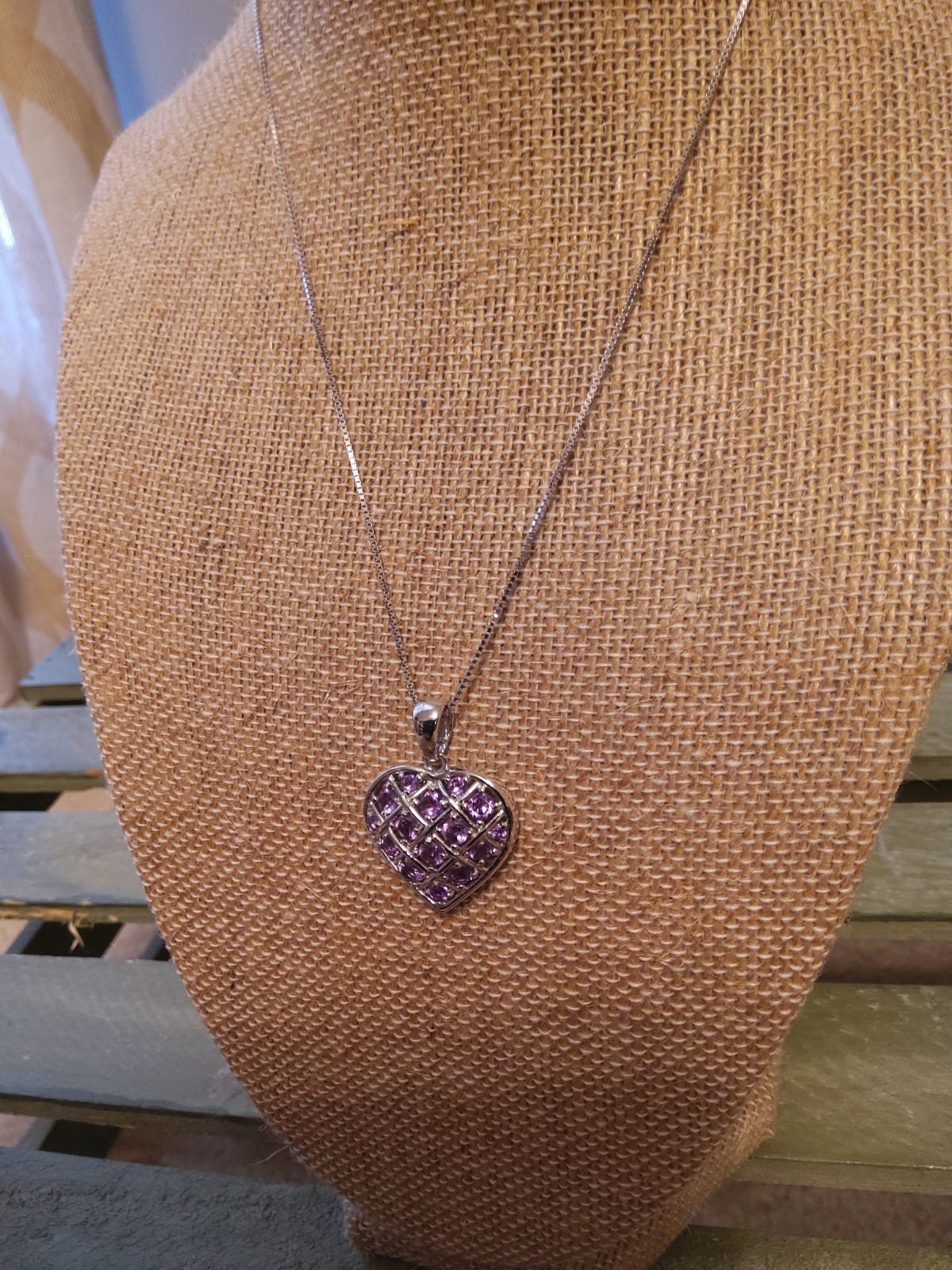 Amethyst heart sterling pendant