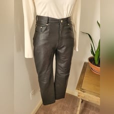 Vintage Black Leather High Waisted Skinnies Saguaro 100% India Leather Pants