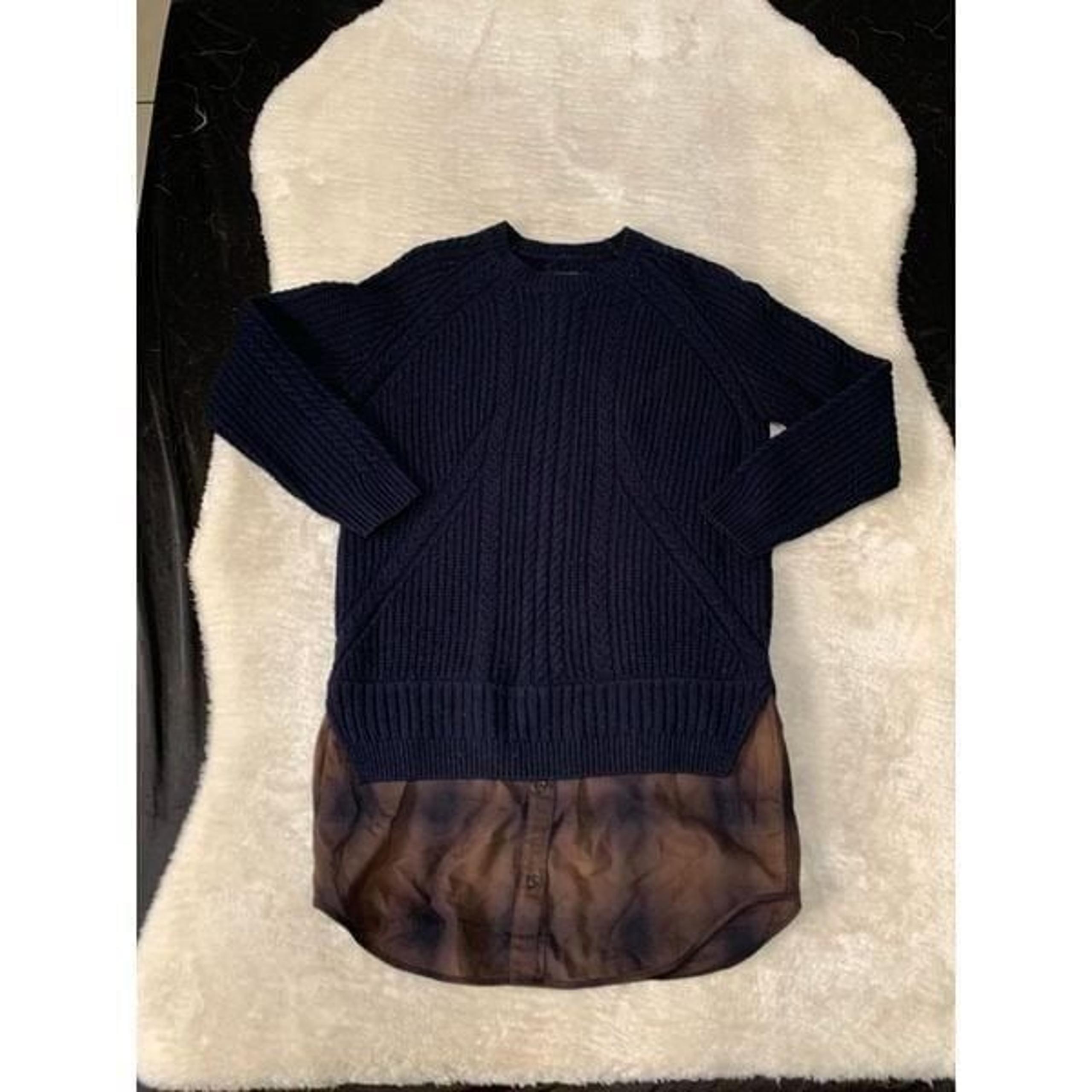 AllSaints Womens Blue Knit Merino Wool Estra Jumper Sweater Dress Size XS LS