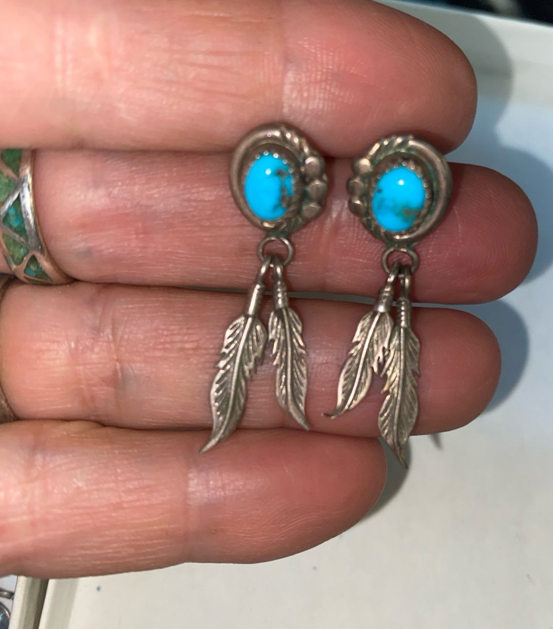Vintage NAVAJO feather earrings