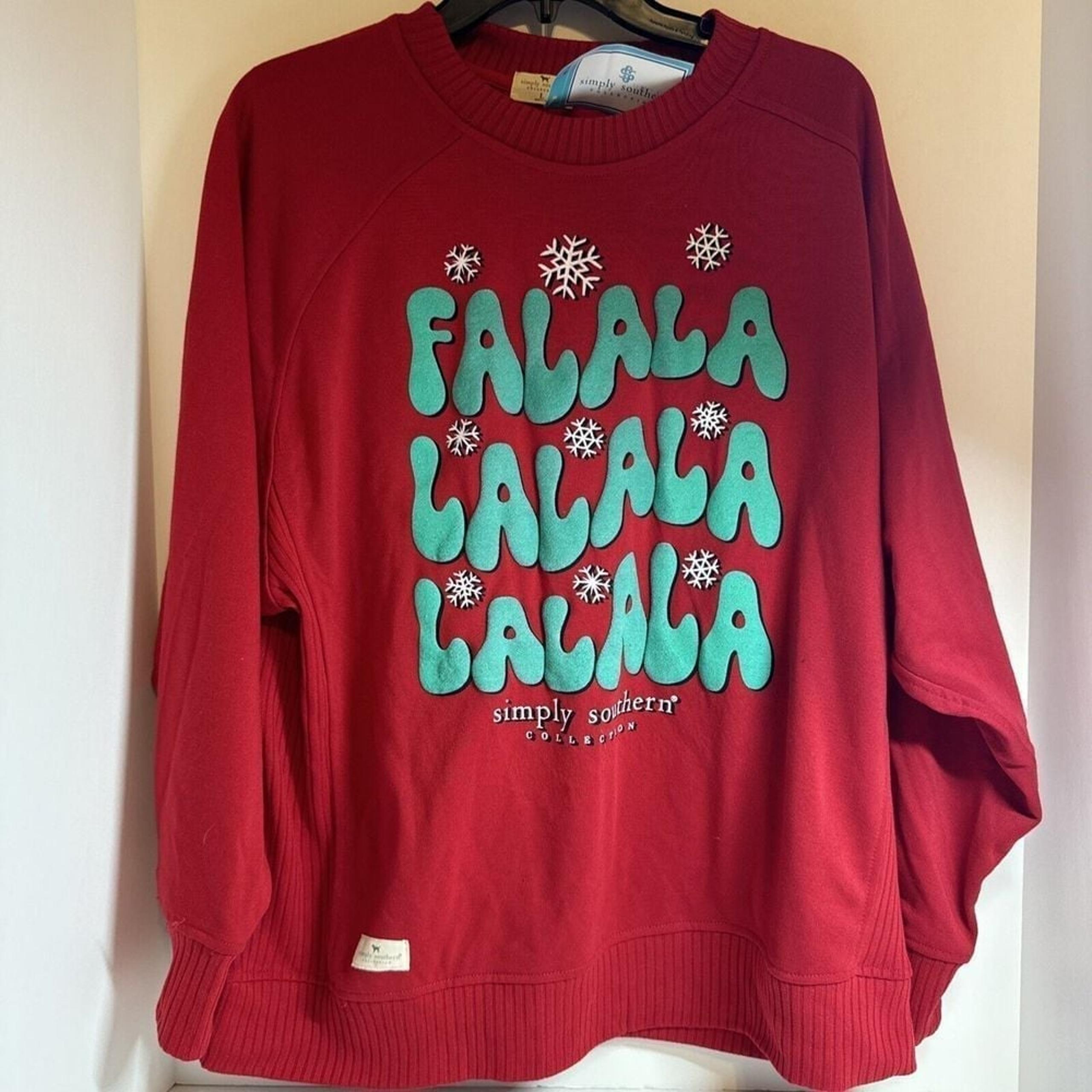 Simply Southern Woman's Pullover Christmas Red Sweatshirt Long Sleeve Size L