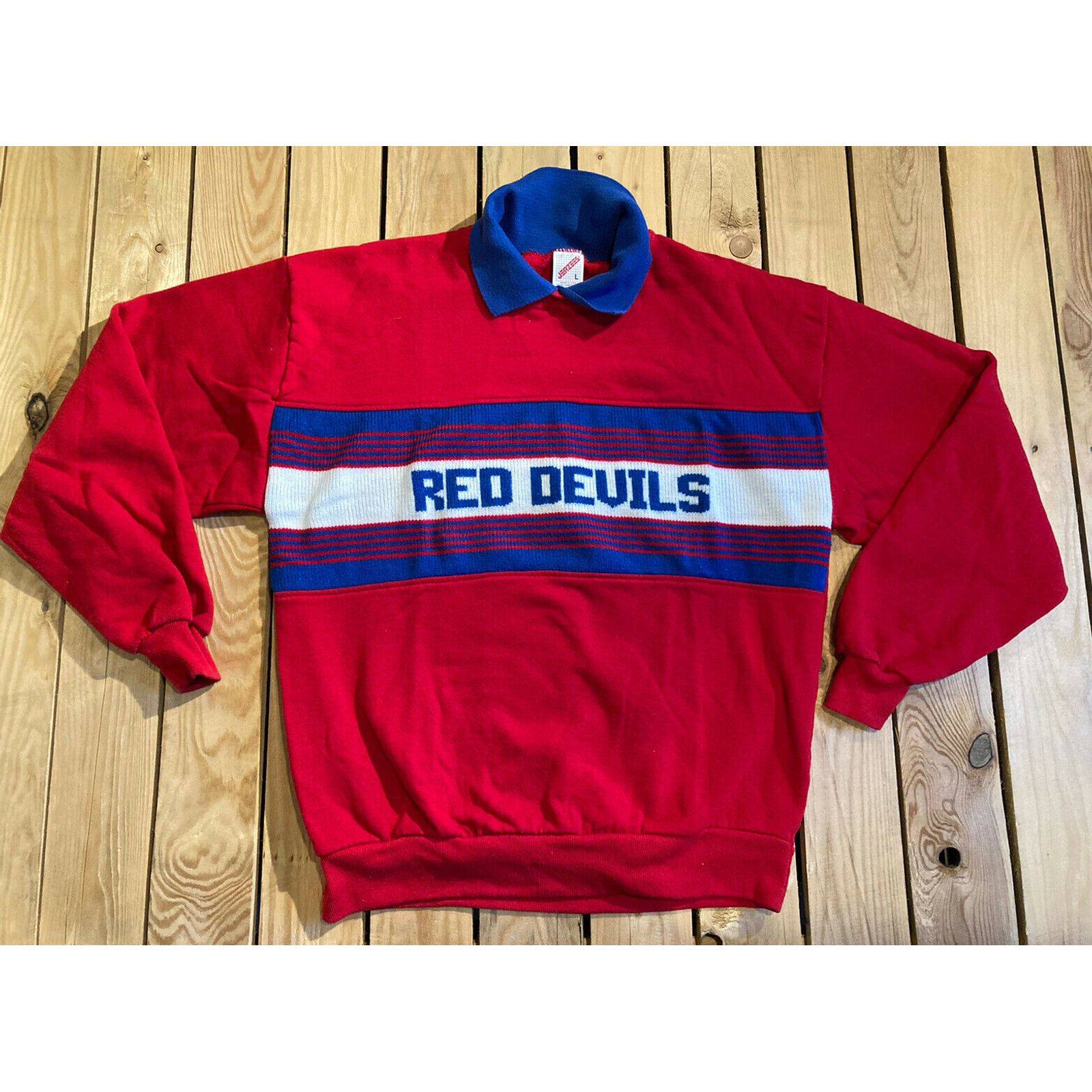 Vintage Red Devil Jerzees Knit Sweater