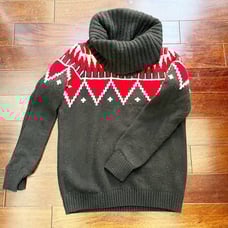 VTG Lauren Ralph Lauren Womens Wool Turtleneck Aztec Western Sweater Sz M Black