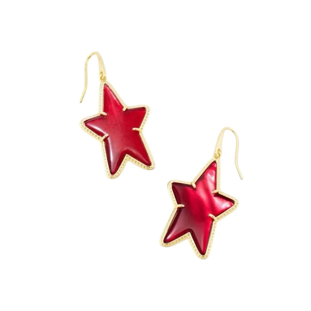 Kendra Scott Ada Gold Star Small Drop Earrings Cranberry Illusion