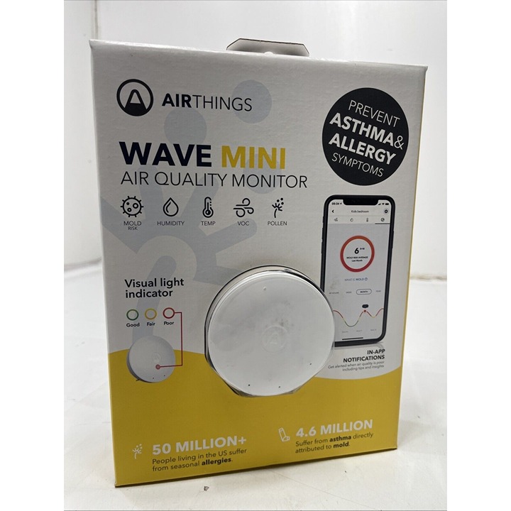 Airthings Wave Mini Air Quality Monitor Model 2928 NEW-OPEN BOX