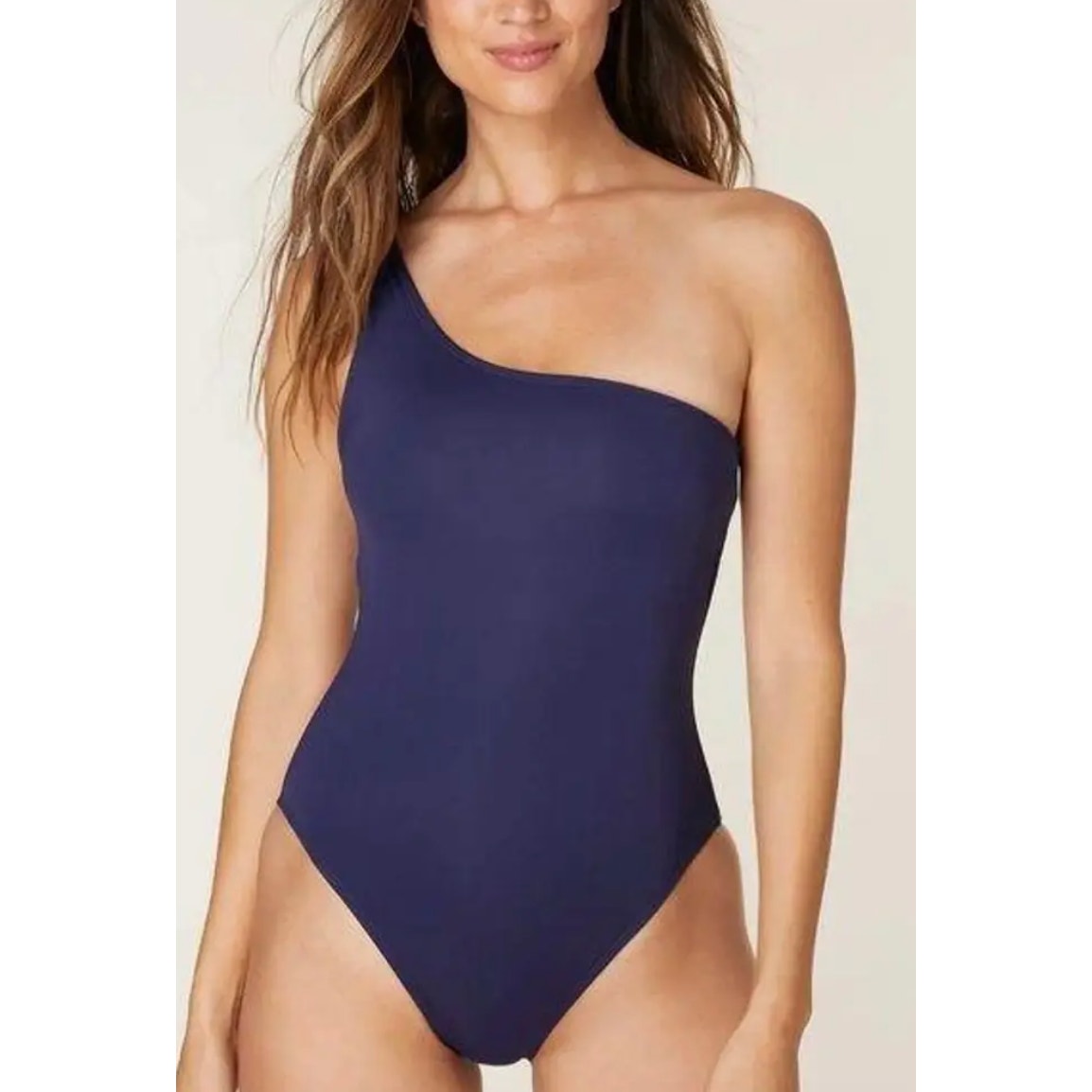 Andie Nantucket One Shoulder Swimsuit Size M Navy NWT Minimalist Sleek Resort