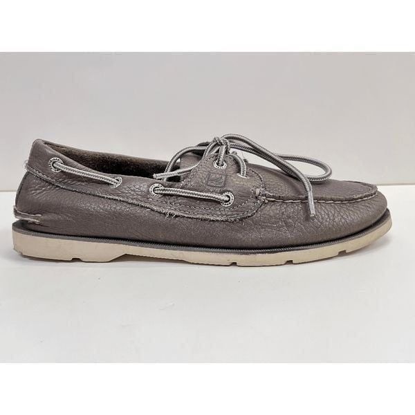 Sperry Mens Top-Sider Leather LEEWARD 2-EYE Boat Shoes Taupe Grey Size 9M