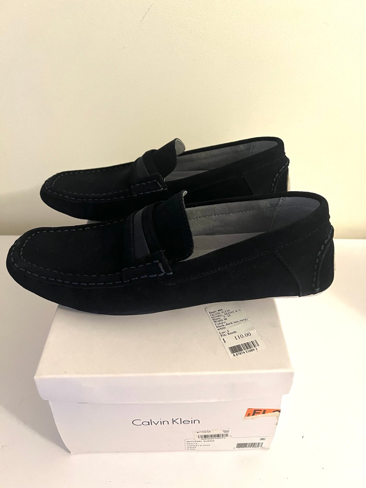 Calvin Klein Navy Suede Moc Slip On Driving Loafer Size 9.5 New