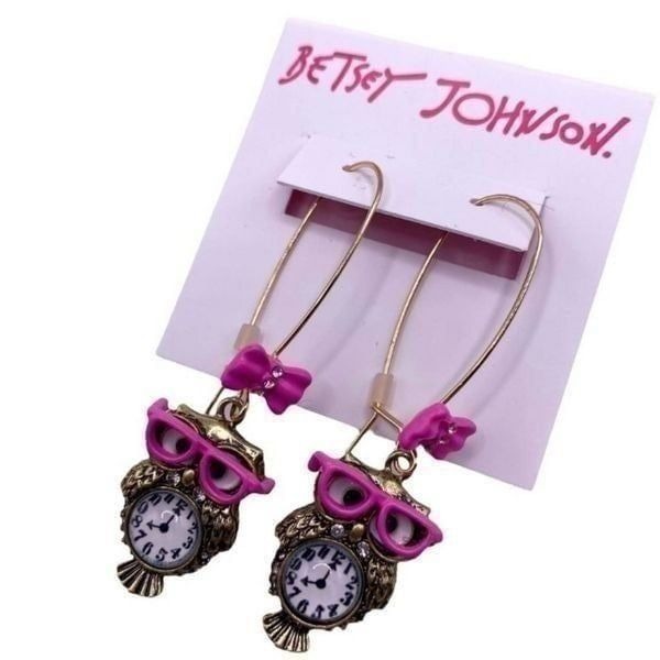 Betsey Johnson Back To Cool Owl Hook Earrings