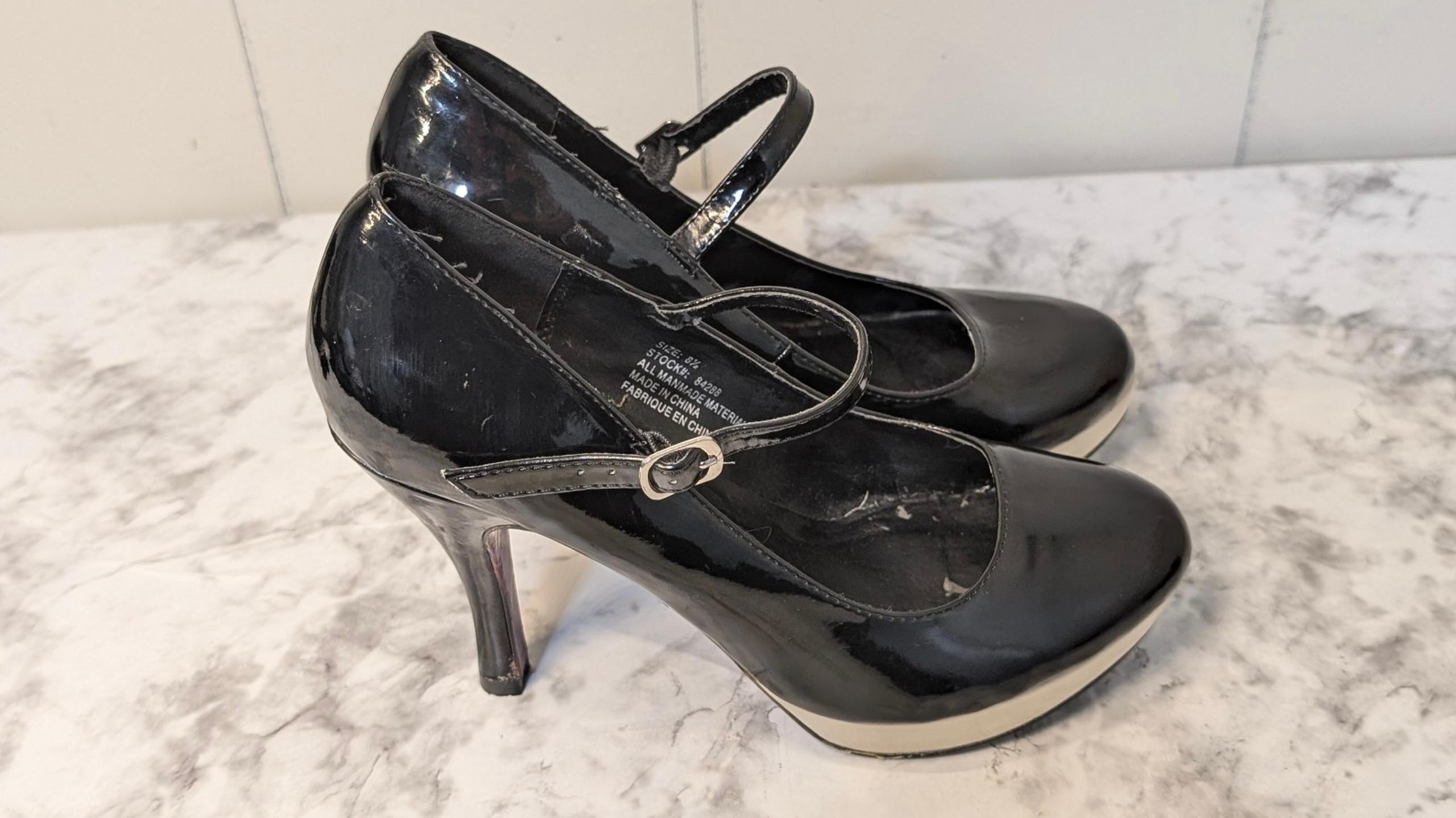 Maurice's Y2K Stiletto High Heel Pumps Ankle Strap Close Toe Black Size 8.5