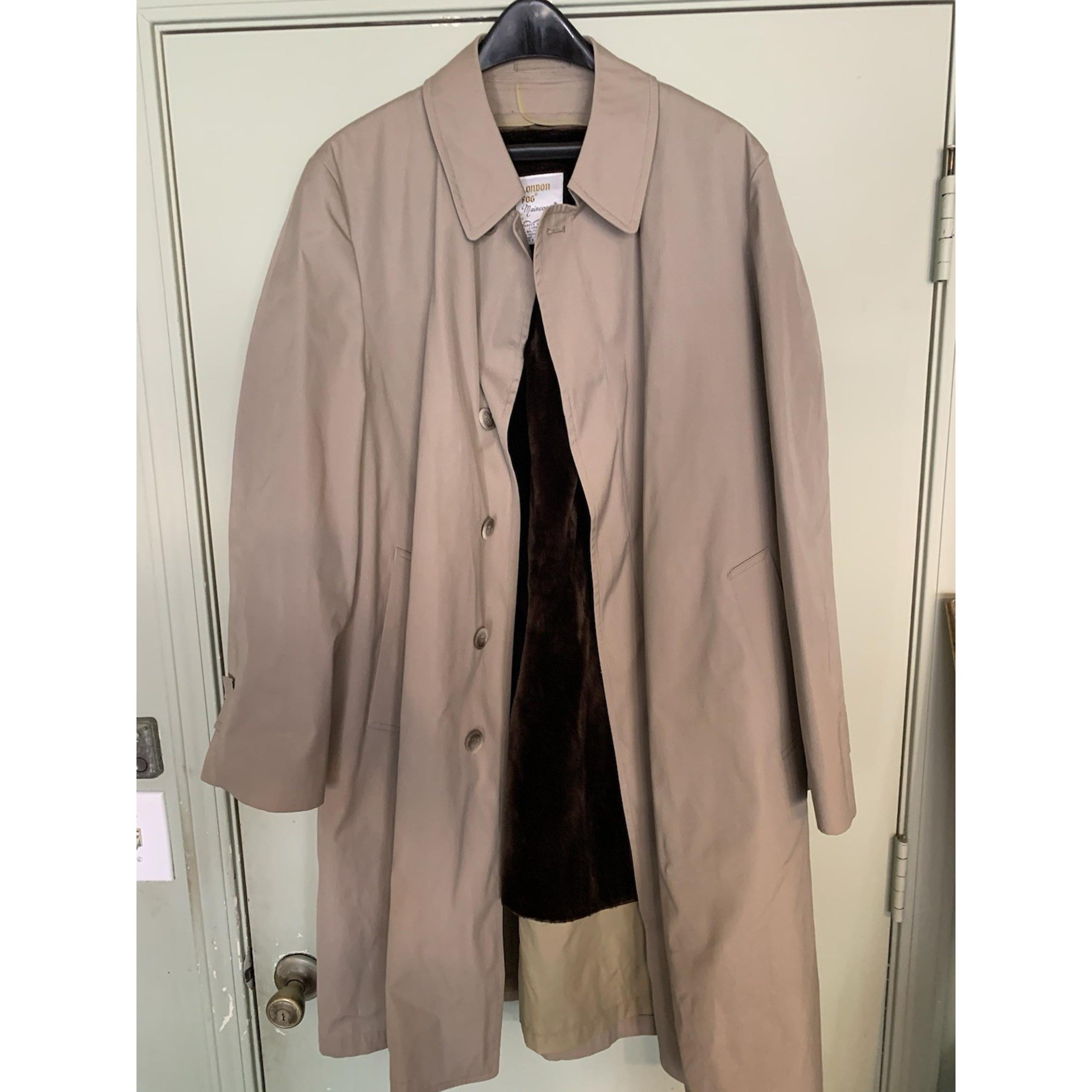 Vintage London Fog Mens Maincoat Trench Coat w/ Zip-out Tweed Liner Sz 46 R