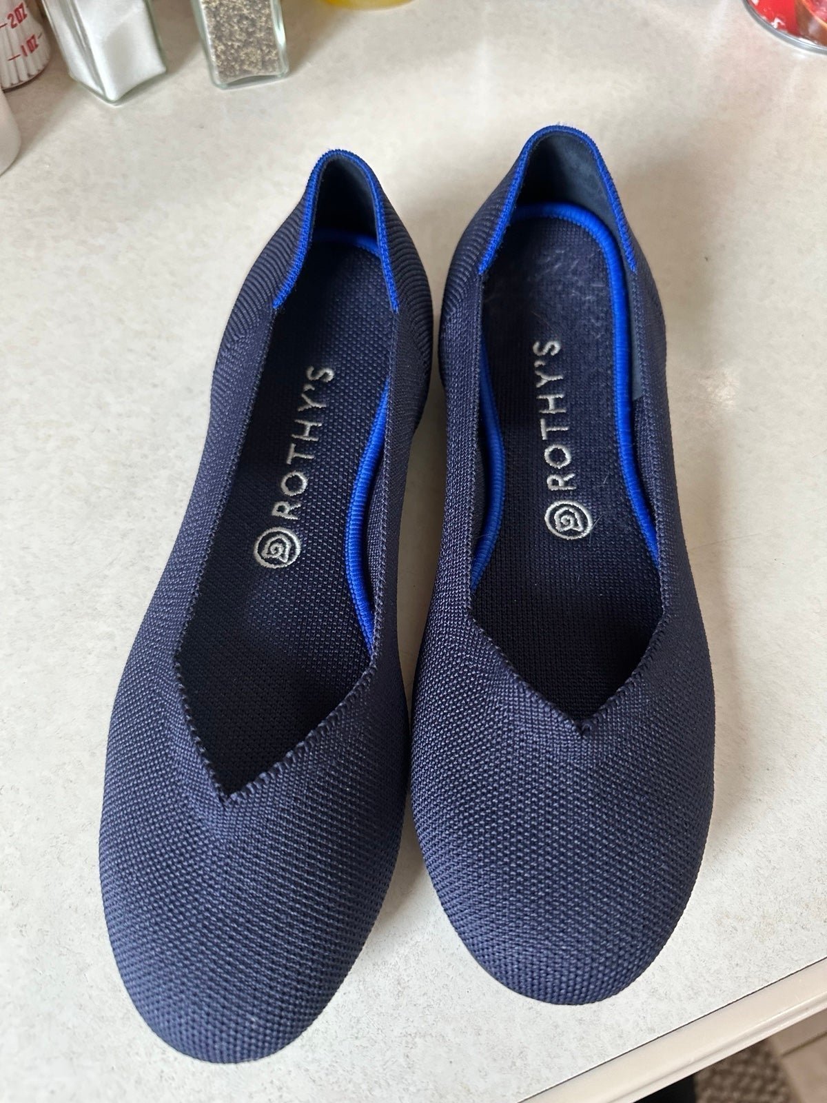 Rothy’s Round Toe Navy Blue Flats Shoes sz 10