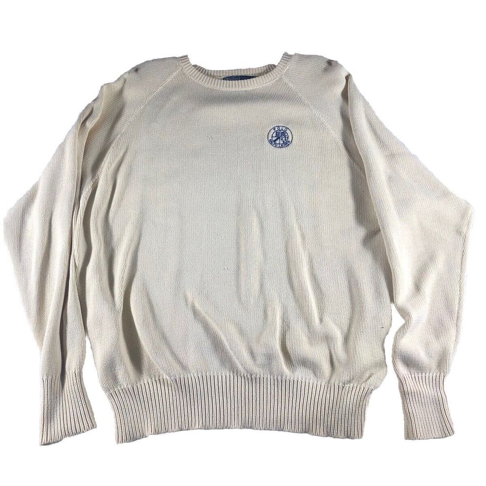 Vintage Polo By Ralph Lauren Cookie Crest Yellow Size XL Sweater 90s 100% Cotton