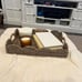 Large Wicker Scalloped Edge Serving Tray, Rectangle Tray with Built -in Handles