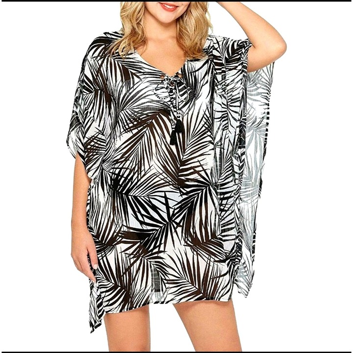 Dotti Swimwear Paradise Palms Chiffon Grommet Tunic Coverup Bathing Suit Cover