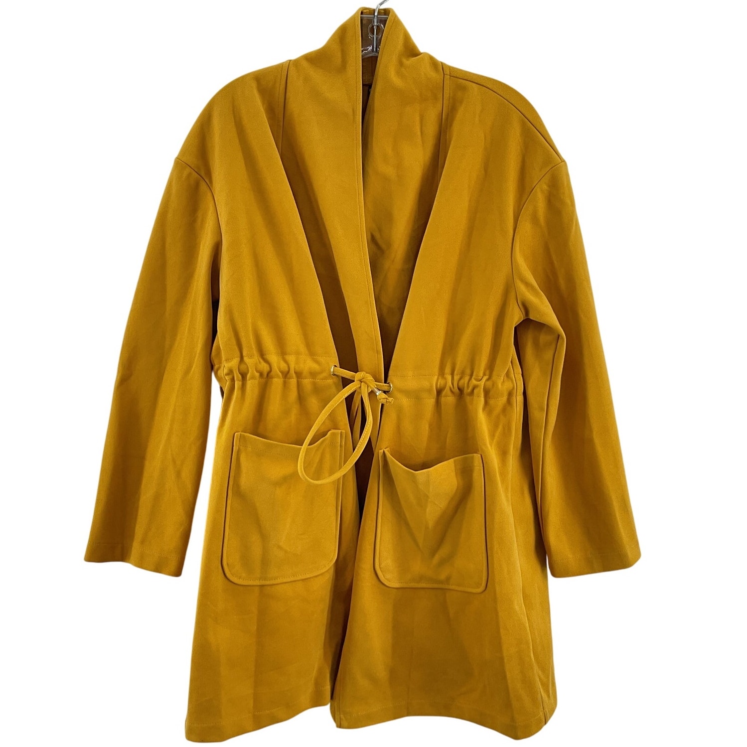 Emery Rose Marigold Yellow Waist Tie Overcoat Women’s Size S Polyester Preowned