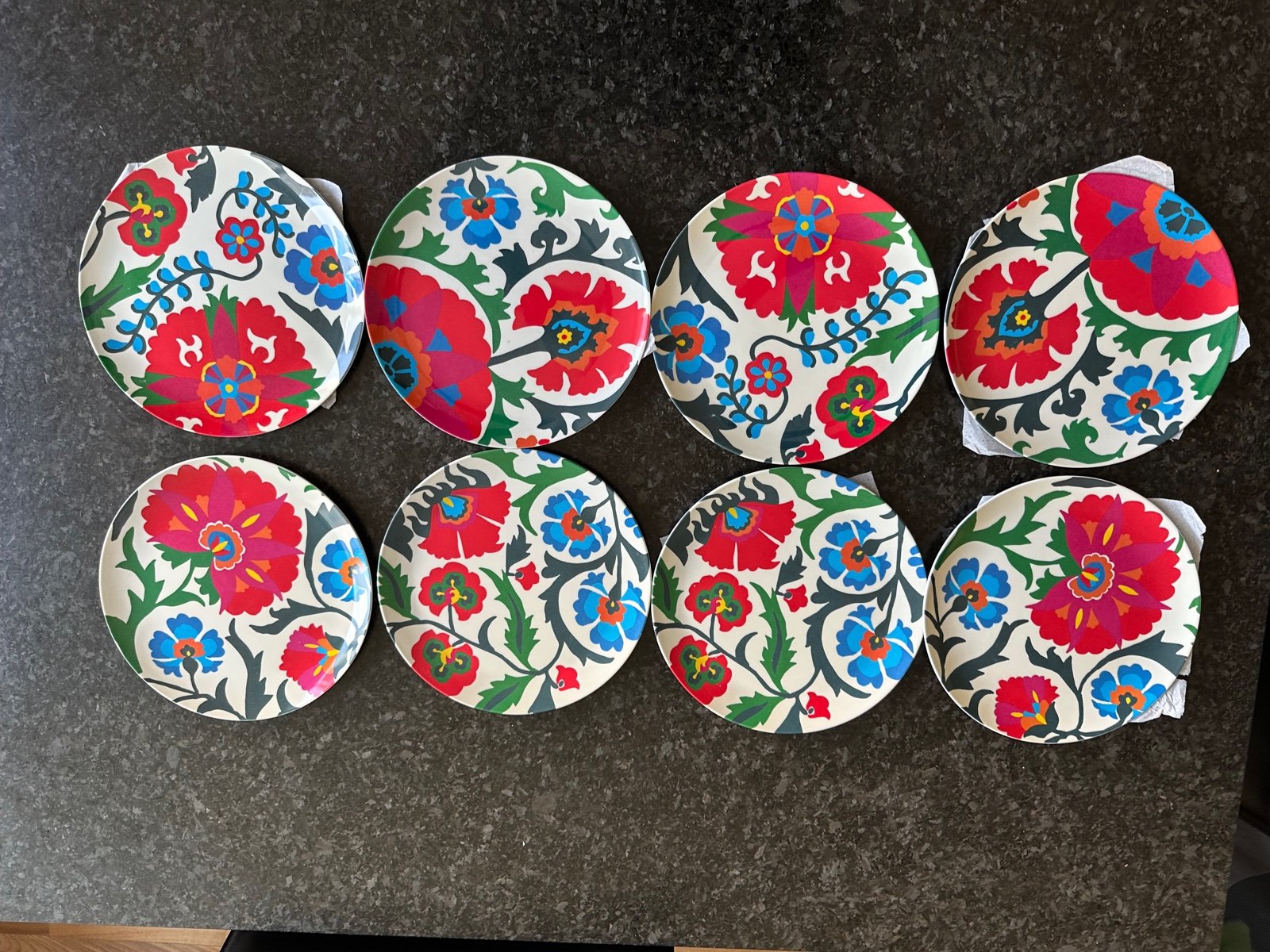 8 Melamine Plates- Floral