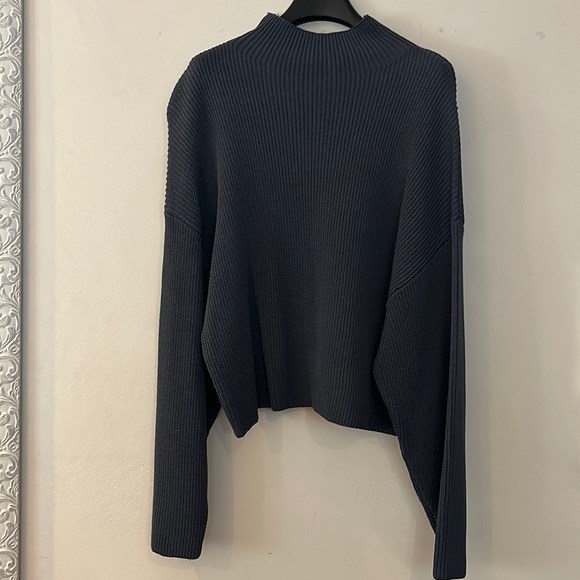 Zara Blue knit heavy turtleneck sweater viscose mock neck