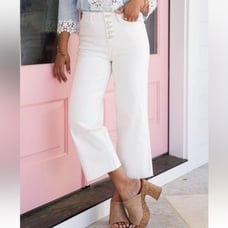 NWT Judy Blue Wide Leg Crop Jean White Button Fly Size 22W